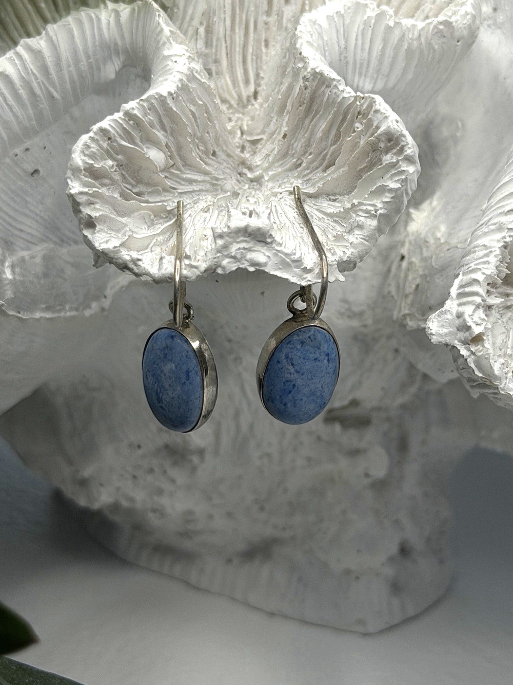 Vintage 925 Sterling Silver Dangle Lapis Earrings